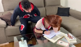 Помогая учиться сводной сестре заставил её сосать и трахнуться на моем