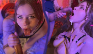 Минет от маленькой шлюшки с большим камшотом на сиськи